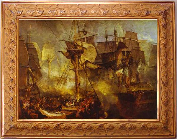 framed  J.M.W. Turner Battle of Trafalgar as Seen from the Mizen Starboard Shrouds of the Victory, Ta134